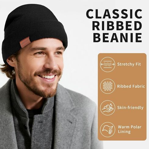 Daily Skully Beanie Hat,Thick and Soft Knitting Stretch to Fit Most Black in Saudi Arabia