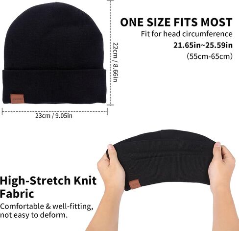 Daily Skully Beanie Hat,Thick and Soft Knitting Stretch to Fit Most Black in Saudi Arabia