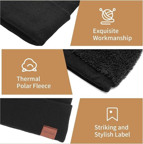 Daily Skully Beanie Hat,Thick and Soft Knitting Stretch to Fit Most Black in Saudi Arabia