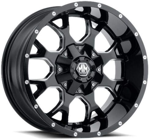 Mayhem Warrior 8015 Black/Milled Spokes 20X10 6-135/6-139.7-25mm 106mm Wheel with Painted (20 x 10. inches /6 x 139 mm, -25 mm Offset) in Saudi Arabia