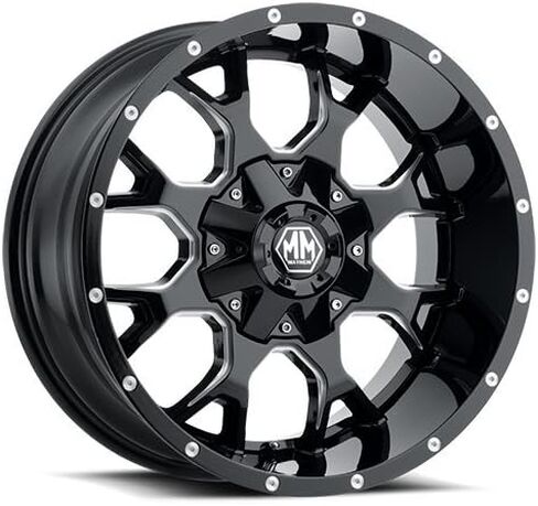 Mayhem Warrior 8015 Black/Milled Spokes 20X10 6-135/6-139.7-25mm 106mm Wheel with Painted (20 x 10. inches /6 x 139 mm, -25 mm Offset) in Saudi Arabia