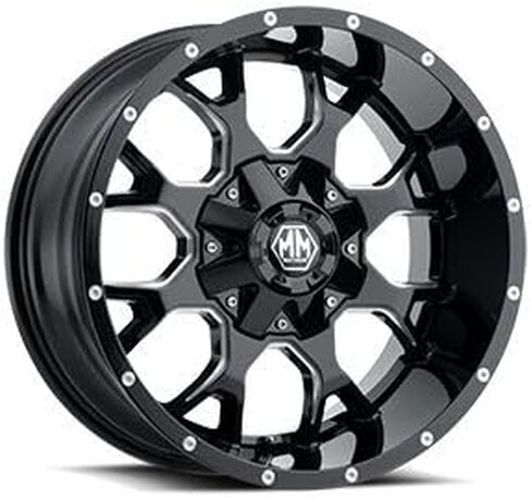 Mayhem Warrior 8015 Black/Milled Spokes 20X10 6-135/6-139.7-25mm 106mm Wheel with Painted (20 x 10. inches /6 x 139 mm, -25 mm Offset) in Saudi Arabia