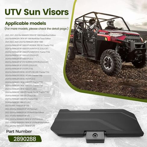 UTV Sun Visor 2890288 لـ Polaris Ranger XP Crew 1000/570/SP 2018-2025، الزوج الأيسر والأيمن، تقليل الوهج، بلاستيك in Kuwait