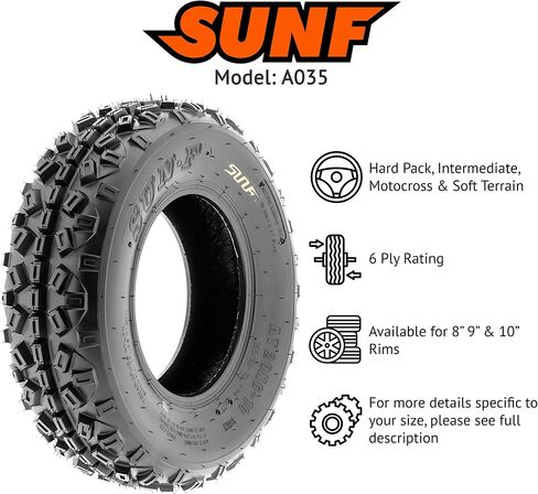 SunF 20x6-10 ATV UTV Tire 20x6x10 Knobby 6 PR A035 - PAIR of 2 in Saudi Arabia