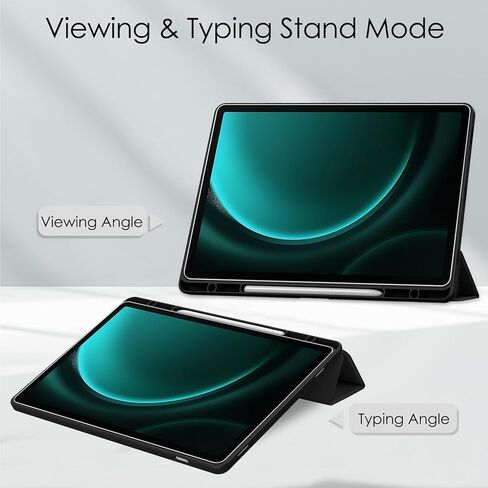 Hybrid Slim Case for Samsung Galaxy Tab S9 FE 10.9 Inch/Galaxy Tab S9 11 Inch 2023, Ratesell Shockproof Cover with Clear Transparent Back Shell, with S Pen Holder Black in Kuwait