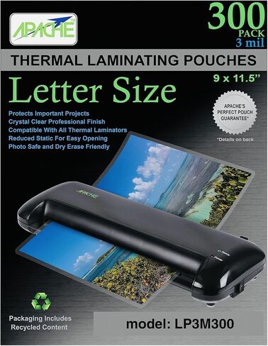 Apache Laminating Pouches 3 mil, for 8.5 x 11 inch Letter Size Paper 9 x 11.5 inch Sheets, 100 Pack in Saudi Arabia