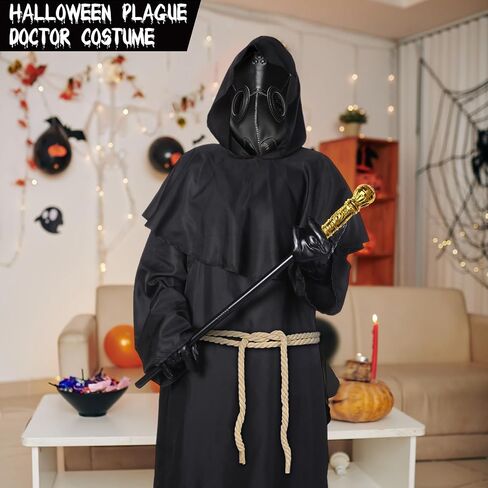 Toulite 7 Pcs Halloween Plague Doctor Costume Set Plague Doctor Mask Costume for Men Cosplay in Saudi Arabia