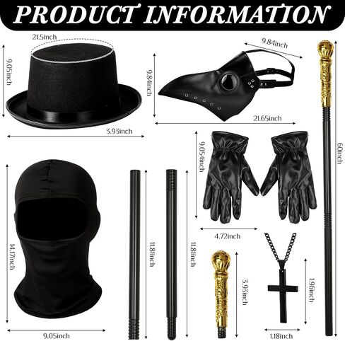 Toulite 7 Pcs Halloween Plague Doctor Costume Set Plague Doctor Mask Costume for Men Cosplay in Saudi Arabia