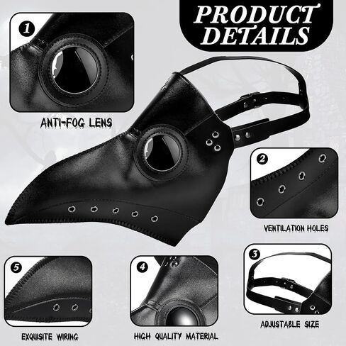 Toulite 7 Pcs Halloween Plague Doctor Costume Set Plague Doctor Mask Costume for Men Cosplay in Saudi Arabia