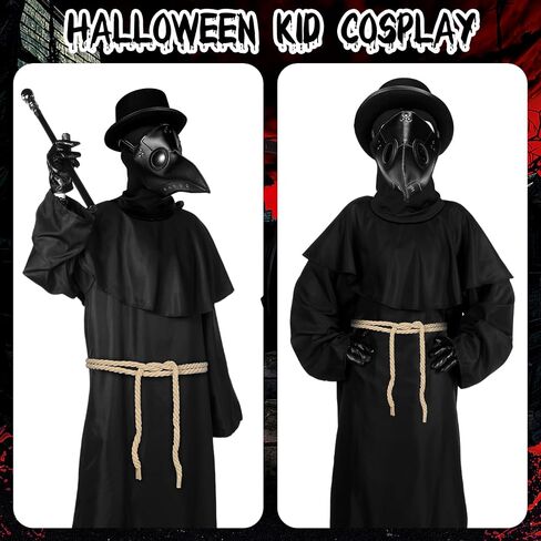 Toulite 7 Pcs Halloween Plague Doctor Costume Set Plague Doctor Mask Costume for Men Cosplay in Saudi Arabia