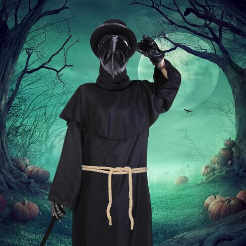 Toulite 7 Pcs Halloween Plague Doctor Costume Set Plague Doctor Mask Costume for Men Cosplay in Saudi Arabia