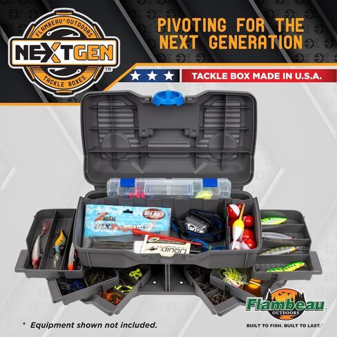 Flambeau Outdoors NextGen 6/0 Large Tackle Box, 6 Pivot Trays, 32 Compartments, Advanced Tackle Storage Organizer, Green in Kuwait