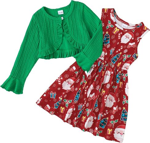 Girls Dress and Cardigan Sleeveless Floral Print Tank Dresses and Bolero Shrug 2 Piece Kids Girl Spring Outfit in Kuwait