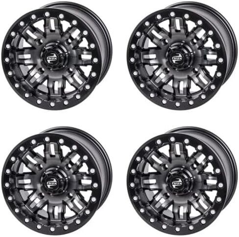 (4 Pack) 4/156 Tusk Teton Beadlock Wheel 15x10 5.0 + 5.0 Gun Metal/Black For Polaris RZR XP 1000 Sport 2022-2025 in Saudi Arabia