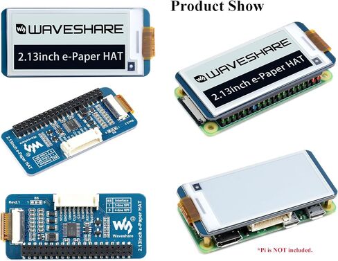 Waveshare 2.13inch E-Ink Display HAT 250x122 Pixel E-Paper for Raspberry Pi 5/4B/3B+/3B/2B/Zero W/WH/Zero 2 W/Jetson Nano SPI Interface, Black/White Two Display Colors, Support Partial Refresh in Saudi Arabia