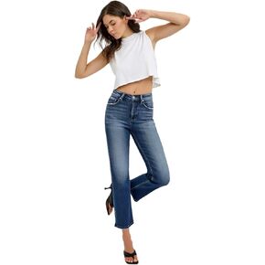 SALT TREE Risen Jeans - Tummy Control High Rise Crop Straight Jeans - RDP5922 in Kuwait