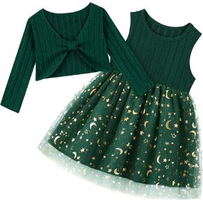 Toddler Girl Fall Dress Girls Sleeveless Dresses and Long Sleeve Cardigan Sets Fall Clothes Outfits for Little Girls 2-8T in Saudi Arabia