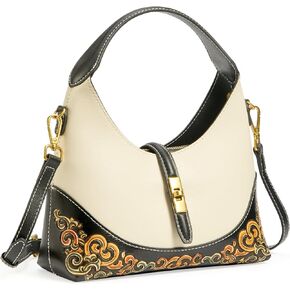 Hand-Carved Auspicious Motifs Leather Shoulder Bag in Saudi Arabia
