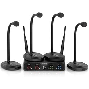 نظام ميكروفون لاسلكي ذو 4 قنوات، مجموعة ميكروفون لاسلكي مدمج UHF مع ترددات 4x10، نطاق 200 قدم، ميكروفون ديناميكي محمول للغناء، الكاريوكي، الكنيسة، DJ، الزفاف (MWM-41-4H) in Kuwait