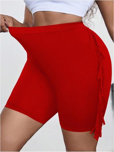 Women's Plus Size Tassel Fringe High Waisted Shorts Skinny Summer Bermuda Shorts in Kuwait
