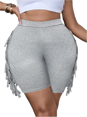 Women's Plus Size Tassel Fringe High Waisted Shorts Skinny Summer Bermuda Shorts in Kuwait