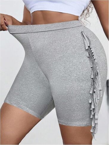 Women's Plus Size Tassel Fringe High Waisted Shorts Skinny Summer Bermuda Shorts in Kuwait