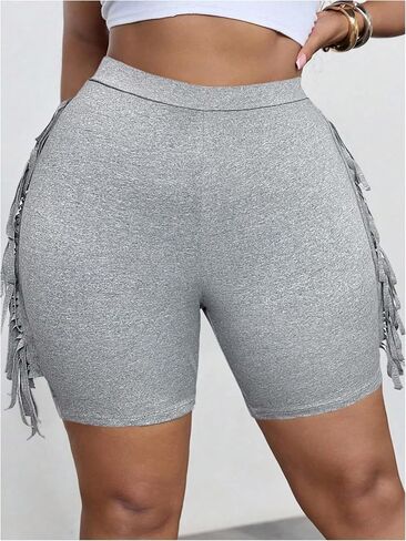 Women's Plus Size Tassel Fringe High Waisted Shorts Skinny Summer Bermuda Shorts in Kuwait