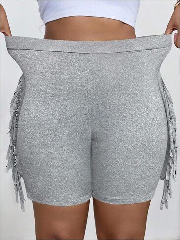 Women's Plus Size Tassel Fringe High Waisted Shorts Skinny Summer Bermuda Shorts in Kuwait