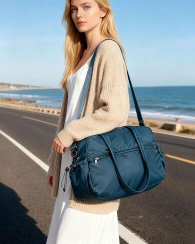Travel Gym Duffel Bag for Women, Small Weekender Bags for Men with Trolley Sleeve for Airplane, Waterproof Carry on Bag Sport Tote Bags Hospital Holdalls, Peacock Blue in Saudi Arabia