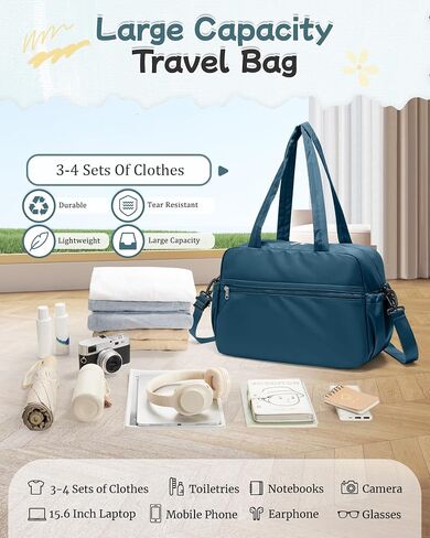 Travel Gym Duffel Bag for Women, Small Weekender Bags for Men with Trolley Sleeve for Airplane, Waterproof Carry on Bag Sport Tote Bags Hospital Holdalls, Peacock Blue in Saudi Arabia