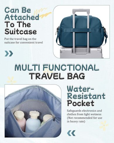 Travel Gym Duffel Bag for Women, Small Weekender Bags for Men with Trolley Sleeve for Airplane, Waterproof Carry on Bag Sport Tote Bags Hospital Holdalls, Peacock Blue in Saudi Arabia