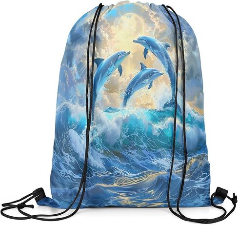 Castle Fairy Cartoon Zoo Drawstring Backpack,Cute Lion Giraffe Monkey Large Capacity Sackpack Bag,Tropical Palm Leaves Lightweight Draw String Bag in Saudi Arabia