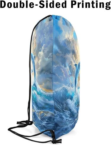 Castle Fairy Cartoon Zoo Drawstring Backpack,Cute Lion Giraffe Monkey Large Capacity Sackpack Bag,Tropical Palm Leaves Lightweight Draw String Bag in Saudi Arabia