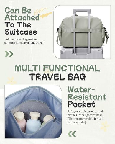 Travel Gym Duffel Bag for Women, Small Weekender Bags for Men with Trolley Sleeve for Airplane, Waterproof Carry on Bag Sport Tote Bags Hospital Holdalls, Peacock Blue in Saudi Arabia