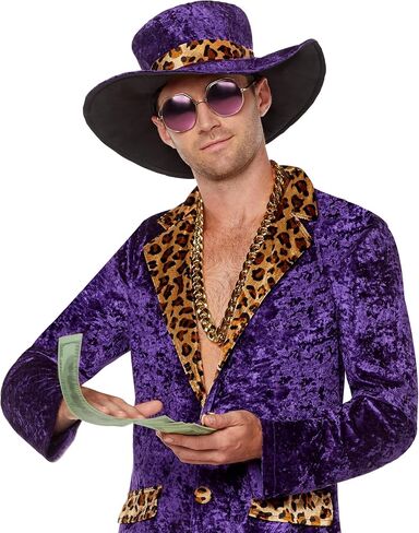 Spirit Halloween Adult Purple Pimp Costume | Humor Costume | Funny Halloween Costume in Saudi Arabia