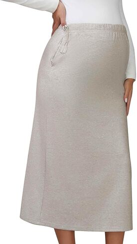 تنانير نسائية للحمل، مناسبة للعمل، تنورة متوسطة الطول فوق البطن، محبوكة قابلة للتمدد، تنورة مستقيمة للحمل in Kuwait