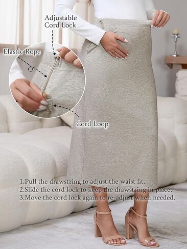 تنانير نسائية للحمل، مناسبة للعمل، تنورة متوسطة الطول فوق البطن، محبوكة قابلة للتمدد، تنورة مستقيمة للحمل in Kuwait