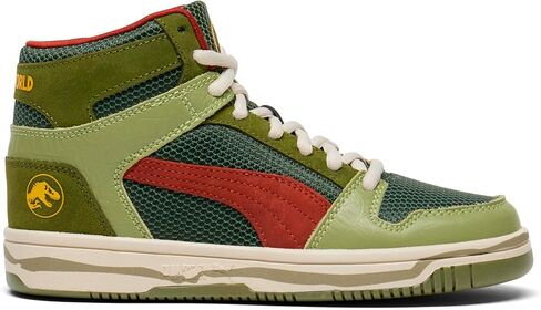 PUMA Rebound Layup MID Jurassic World Shoes Sneaker, Green Moss-Mars Red-Yellow Sizzle, 6 US Unisex Big Kid in Saudi Arabia