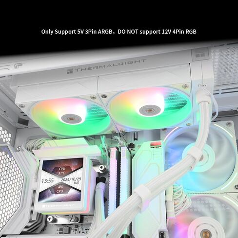 Thermalright Grand Vision 360 ARGB White AIO CPU Liquid Cooler,IPS LCD Screen with 480x480 Resolution,for AM5/Intel LGA1851/1700,‘3.4 inch’Magnet-Absorbent LCD Screen for Images -White in Saudi Arabia