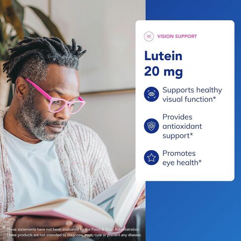 مغلفات نقية لوتين 20 ملغ | دعم مضاد للأكسدة لا يسبب الحساسية من أجل وظيفة بصرية صحية | 60 كبسولة هلامية in Kuwait