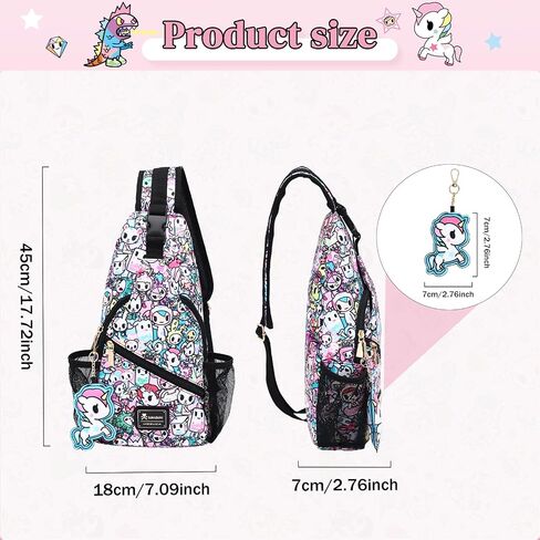 Tokidoki Crossbody Sling Bag with Unicorno Keychain Cute Chest Bag Shoulder Bag Daypack for Women Travel Sport Running Hiking in Saudi Arabia
