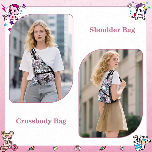 Tokidoki Crossbody Sling Bag with Unicorno Keychain Cute Chest Bag Shoulder Bag Daypack for Women Travel Sport Running Hiking in Saudi Arabia