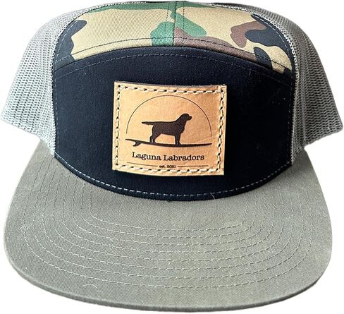 قبعة Laguna Beach Labradors Camo ذات حافة مسطحة لسائقي الشاحنات، قبعة بيسبول شبكية Snapback مع رقعة جلدية مخصصة، أخضر عسكري، أسود، أسمر ضارب للصفرة، مقاس واحد. عاشق لابرادور المسترد in Saudi Arabia