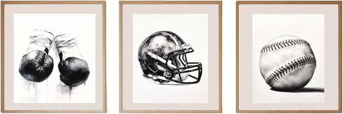 Vintage Sports Nursery Kids Bedroom Set of 3 Baseball Football and Golf Wall Art Prints (Paper, 30 x 40) in Saudi Arabia