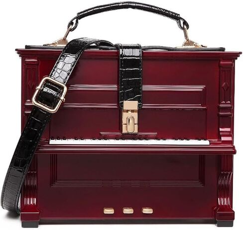 البيانو على شكل محفظة حقيبة يد المرأة Crossbody حقيبة كتف الاكريليك فريد الجدة صندوق على شكل البيانو محفظة مقبض علوي حقيبة صغيرة in Kuwait