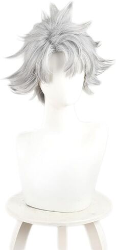 Rudo Surebrec Cosplay Wig Short Spiky Unkept Light Gray Hair With Black Roots Accessory Adult Unisex for Party Halloween Christmas in Saudi Arabia
