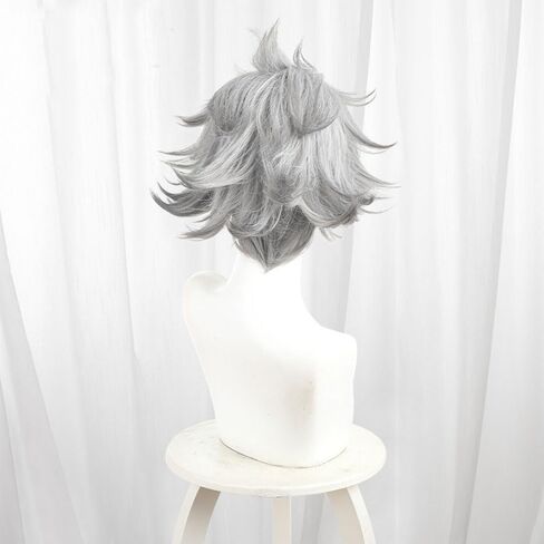Rudo Surebrec Cosplay Wig Short Spiky Unkept Light Gray Hair With Black Roots Accessory Adult Unisex for Party Halloween Christmas in Saudi Arabia