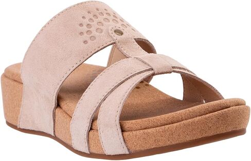 صندل نسائي من REVITALIGN Andover Wedge Slide، أسمر ضارب للصفرة، 12 عرض in Kuwait