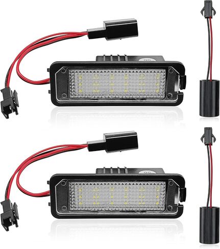 ضوء لوحة ترخيص LED مدعوم بمصابيح LED بيضاء زينون 18SMD متوافقة مع بورش كايين بوكستر كاريرا كايمان VW Golf 4 5 6 GTi Eos Beetle Rabbit CC حزمة من قطعتين in Saudi Arabia