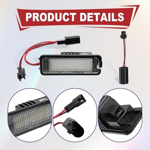 ضوء لوحة ترخيص LED مدعوم بمصابيح LED بيضاء زينون 18SMD متوافقة مع بورش كايين بوكستر كاريرا كايمان VW Golf 4 5 6 GTi Eos Beetle Rabbit CC حزمة من قطعتين in Saudi Arabia